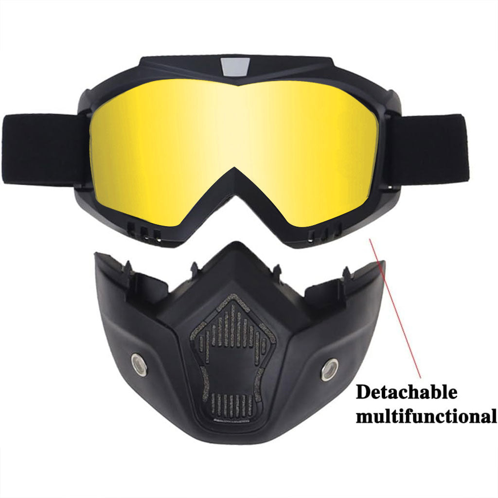 PACK Casque Moto avec Lunettes Amovibles + Gants Anti-dérapants avec conception d’amortissement