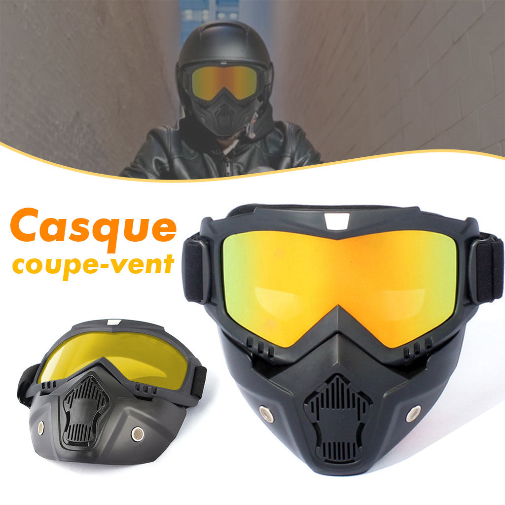 PACK Casque Moto avec Lunettes Amovibles + Gants Anti-dérapants avec conception d’amortissement