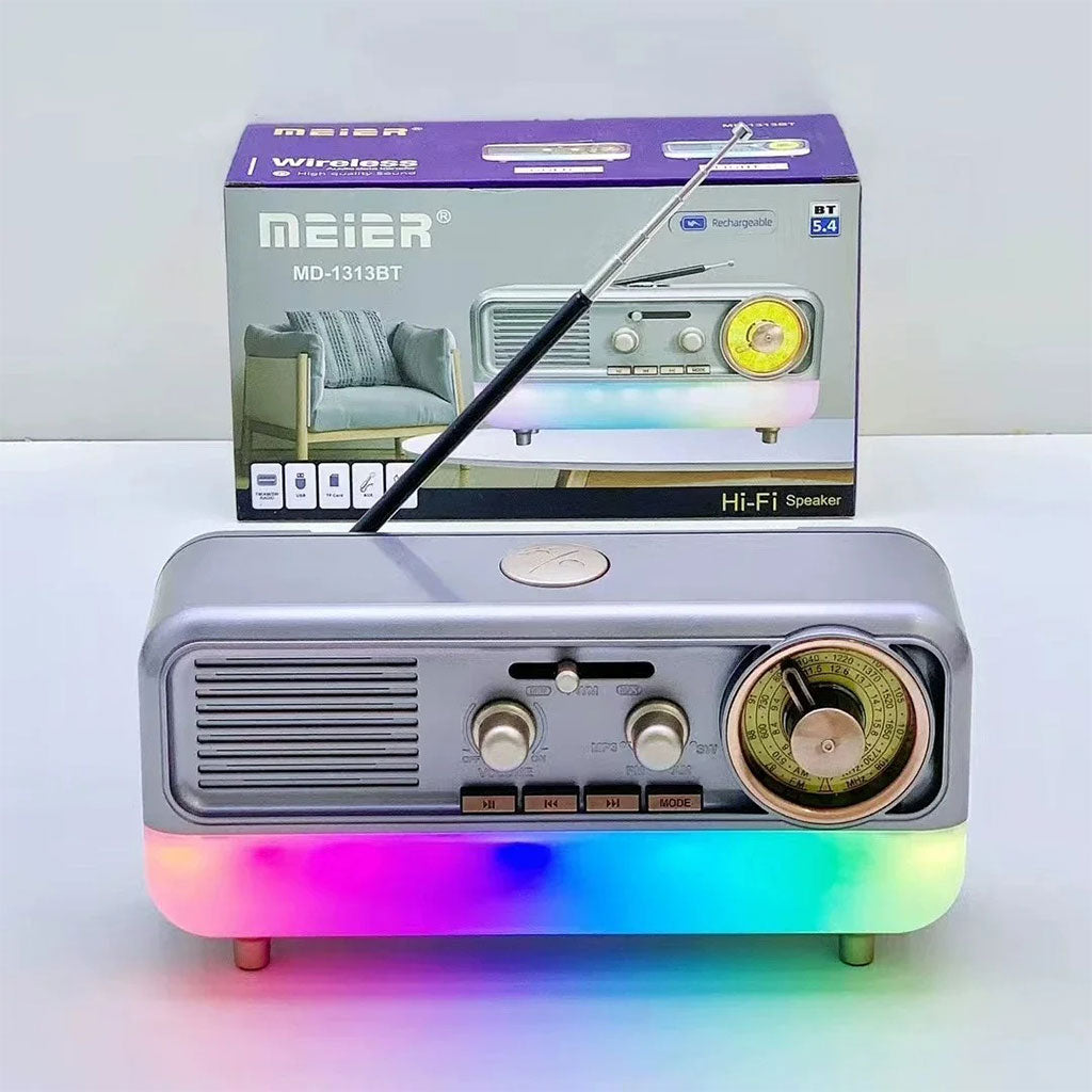 Radio Portable Rétro et Haut Parleur Bluetooth Style Vintage MD-1313BT – مكبر صوت بلوتوث