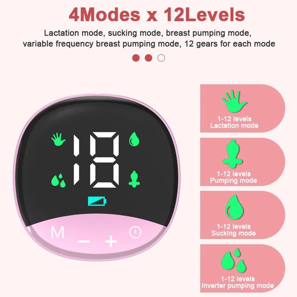 Tire-lait Électrique Intégré Mains Libres pour Allaitement, 4 Modes et 12 Réglables, Faible Bruit MY-374