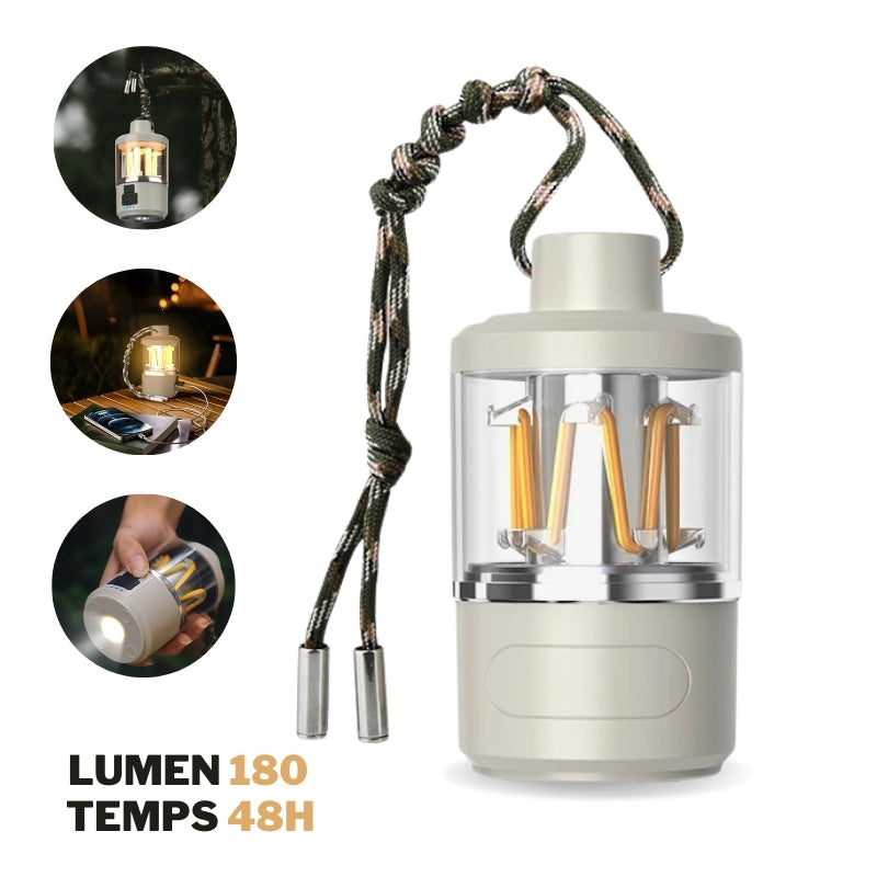 Lanterne Led Portable d'extérieur avec chargement de Type C, Power Bank, lampe de tente, fonction batterie externe