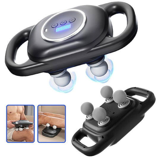Pistolet de massage à percussion 4 têtes avec avec 9 vitesses et modes – جهاز تدليك العظلات تنزوت
