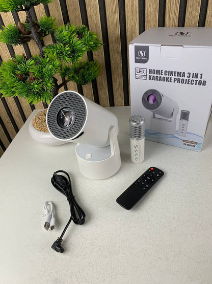 Mini Projector Karaoke Portable Support 4K 1080P YS-300 KTV – جهاز مديا ذكي للعرض على الحائط مع كاريوكي - تنزوت