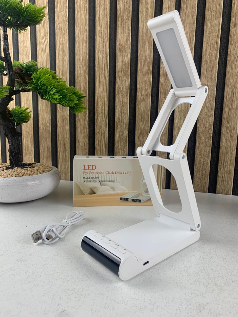 Lampe de bureau rechargeable sans fil avec réveil LED et power bank 5000 mAh – مصباح مكتب ومصباح مع شاحن متنقل