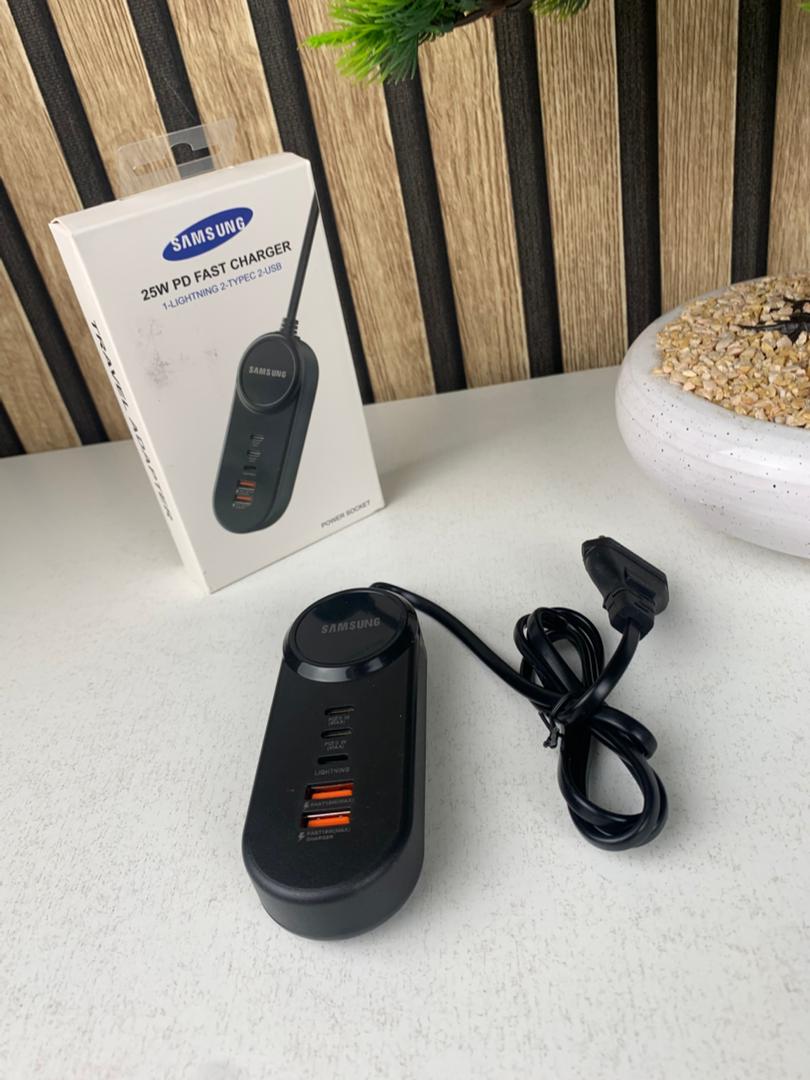 Power Socket Charge rapide Samsung, 25 W 5 Ports Type-C USB Lightning – مقبس شحن سريع سامسونغ