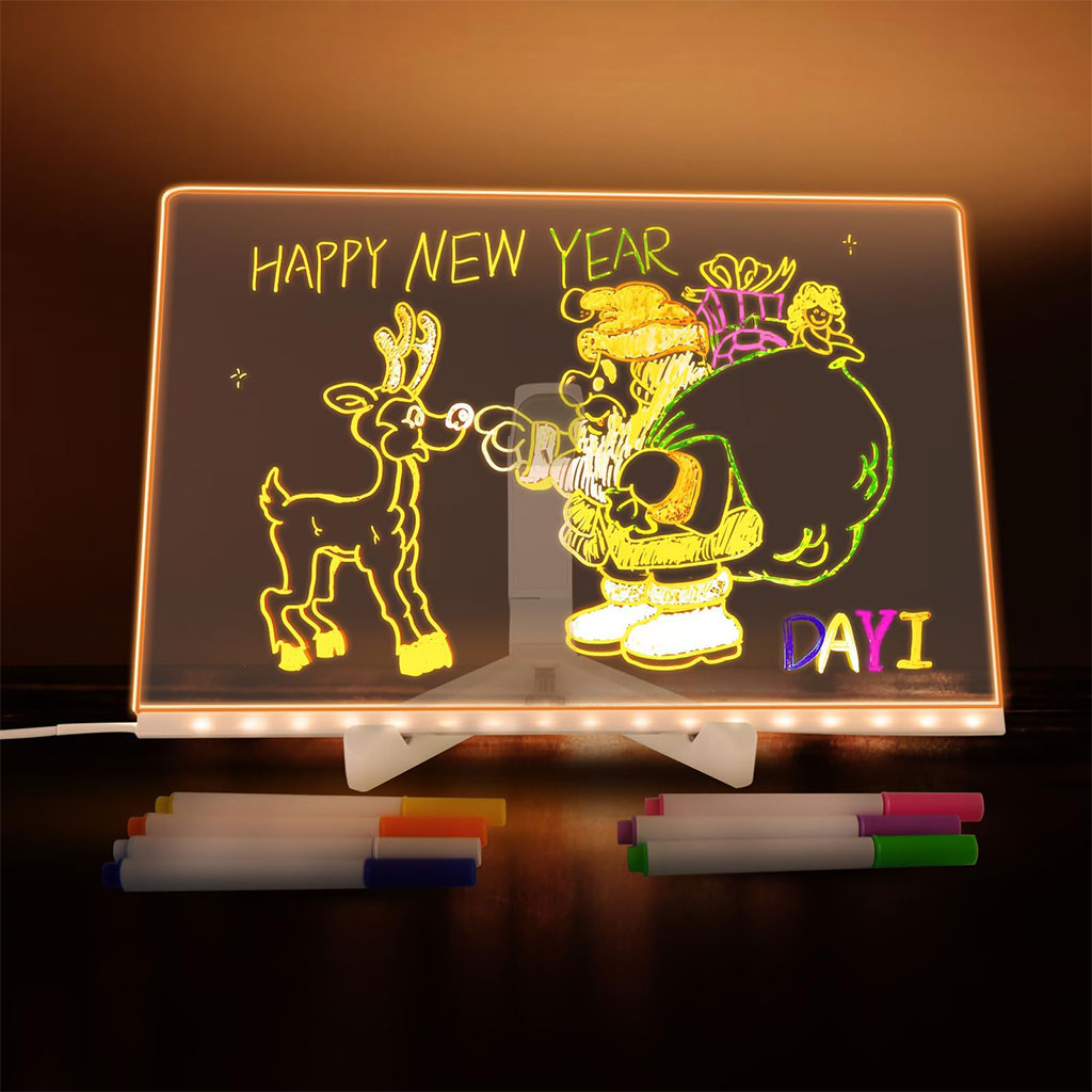 Tableau à Dessin LED coloré avec 7 stylos 40x30cm – لوحة مضيئة للرسم والتلوين
