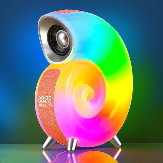 Lampe de Table avec Haut-parleur Bluetooth RGB – مكبر صوت ومنبه على شكل محارة تنزوت