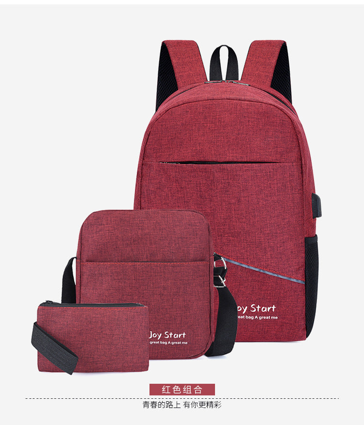 3 PCS Sac à dos multifonctionnel Avec Sortie USB ET Sortie kit-man - Grenat