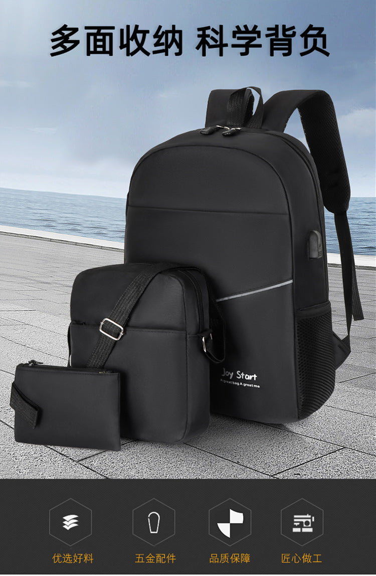 3 PCS Sac à dos multifonctionnel Avec Sortie USB ET Sortie kit-man - Noir