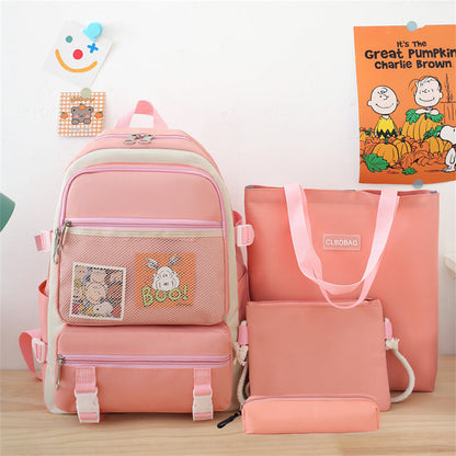 Ensemble de sacs d’école Kawai pour adolescents 4Pcs V3 CLBD Rose – محفظة 4 قطع كاواي وردي تنزوت
