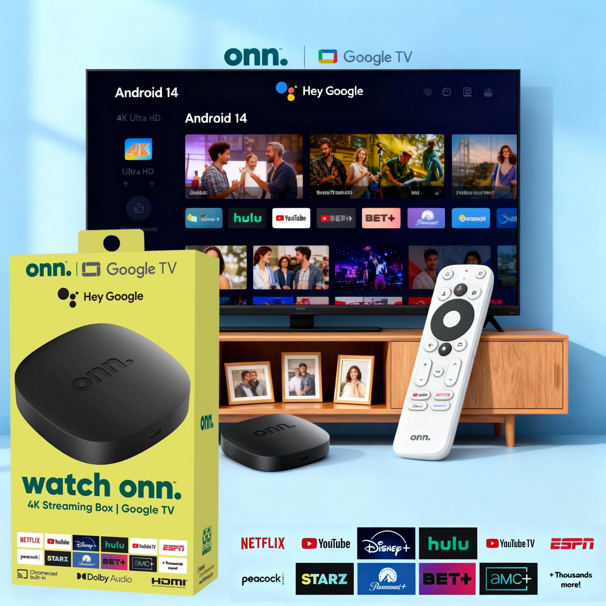 ONN Android TV Box avec Télécommande Vocale 8+128GB – جهاز ميديا ذكي