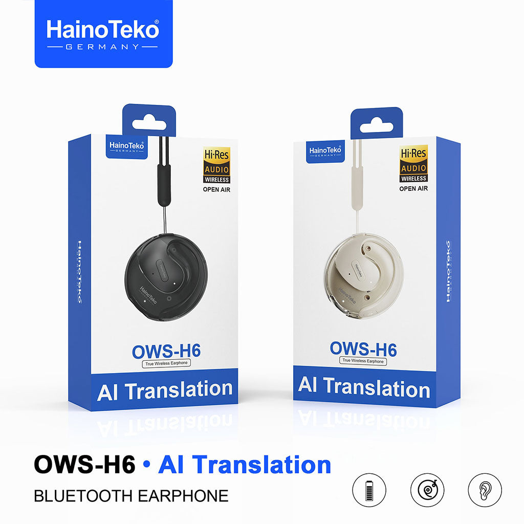 Écouteurs Bluetooth haute résolution Haino Teko OWS-H6 avec traduction IA – سماعات لاسلكية بخاصية الترجمة الفورية