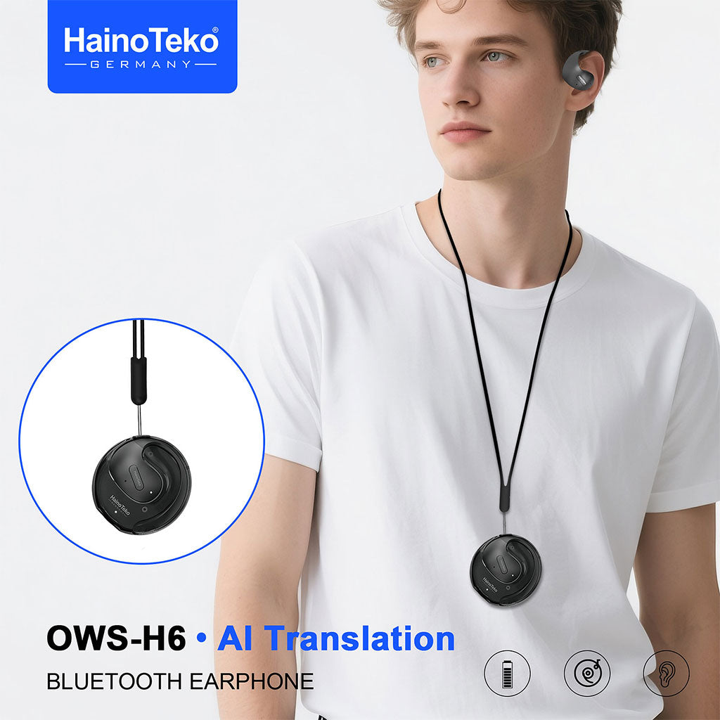 Écouteurs Bluetooth haute résolution Haino Teko OWS-H6 avec traduction IA – سماعات لاسلكية بخاصية الترجمة الفورية