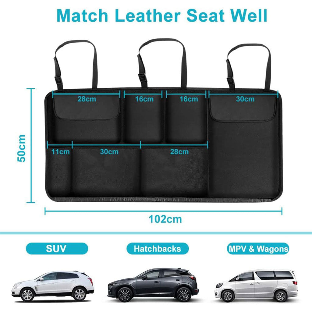 Organiseur de coffre grande capacité multi-poches pour banquette arrière – منظم أغراض صندوق السيارة