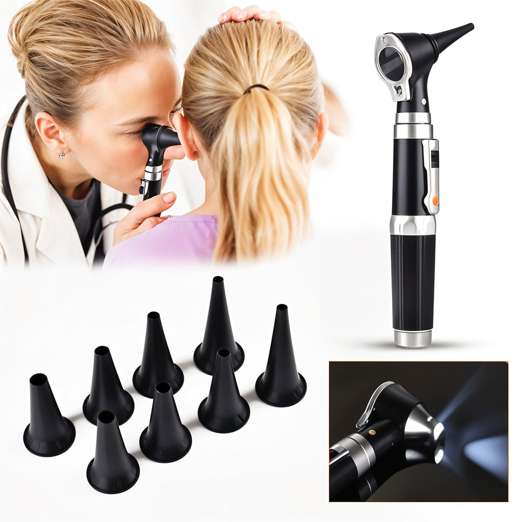 Otoscope 3X avec LED loupe de contrôle d’oreille portable avec 8 capuchons – جهاز فحص الأذن