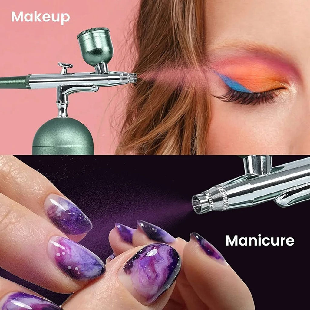 Kit aérographe avec compresseur intégré rechargeable pour nail arts et décoration – جهاز رسم وتزيين
