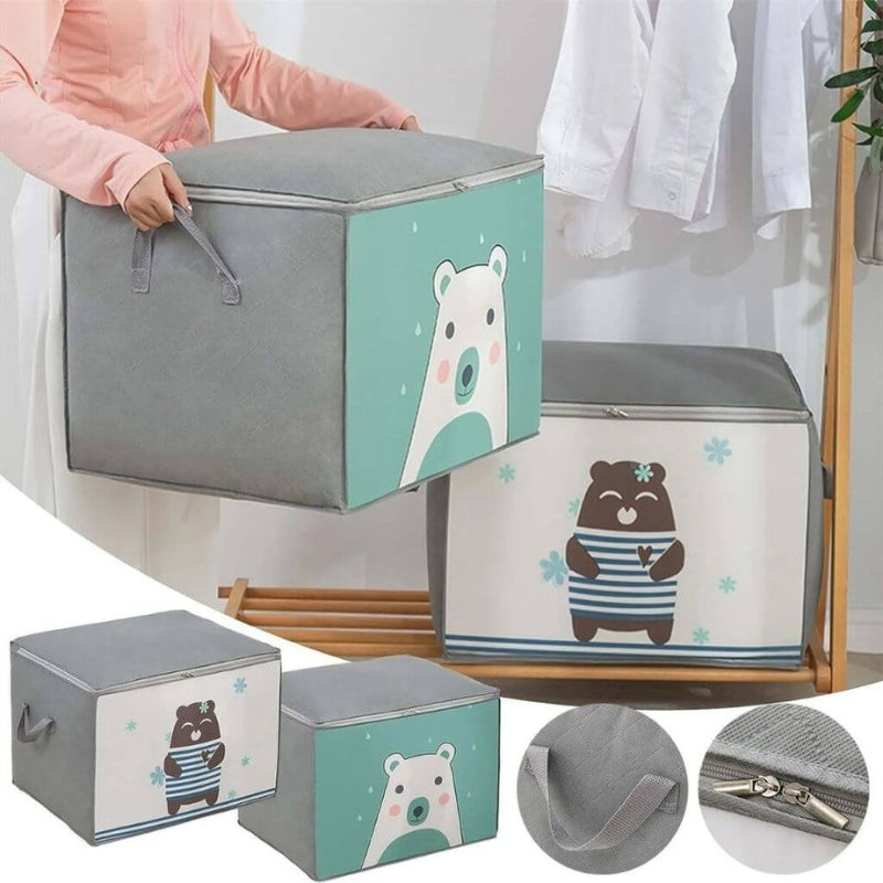 Pack 2 Sac de rangement Pliable pour vêtements à motifs de dessins animés Grande capacité - طقم2 قطع حقيبة تخزين ذات سعة كبيرة لللحاف والملابس