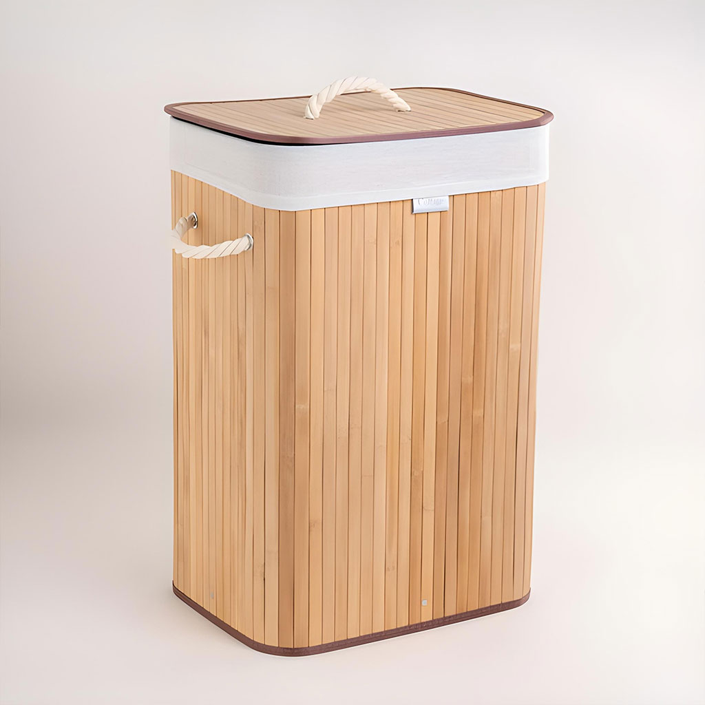 Panier à Linge pour Vêtements Sales en Bambou de Grande Capacité
