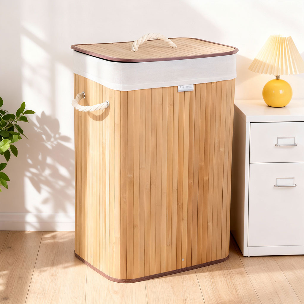 Panier à Linge pour Vêtements Sales en Bambou de Grande Capacité