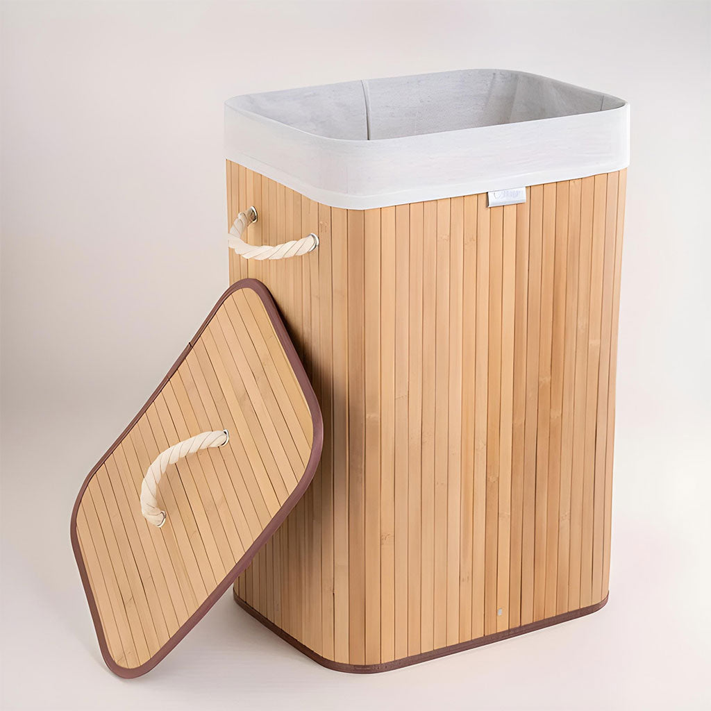 Panier à Linge pour Vêtements Sales en Bambou de Grande Capacité