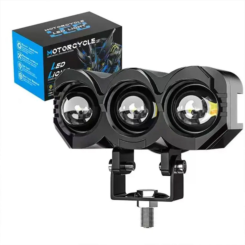 Projecteur Universel LED à 3 lentilles Pour Vélo et Moto
