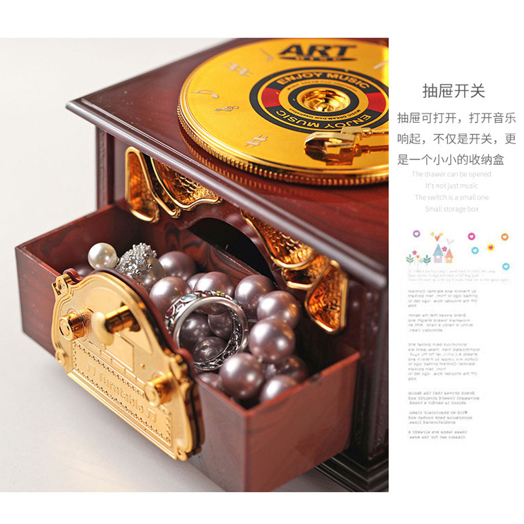 Phonographe trompette dorée et boîte à Bijoux Décorative – صندوق موسيقي