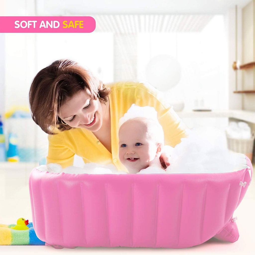 Baignoire gonflable pour bébé antidérapante avec poche latéral – حوض الاستحمام قابل للنفخ للأطفال