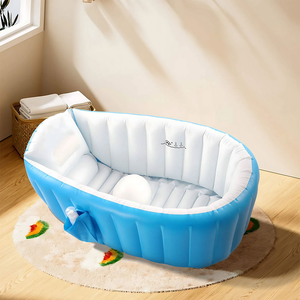 Baignoire gonflable pour bébé antidérapante avec poche latéral – حوض الاستحمام قابل للنفخ للأطفال