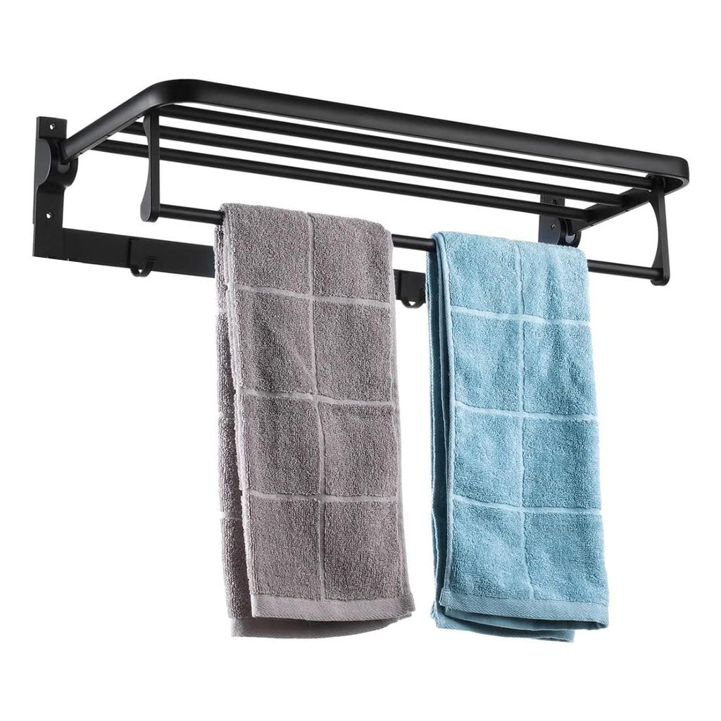 Porte-serviette mural pliable en aluminium Noir V2 – حامل مناشف عصري للحمام