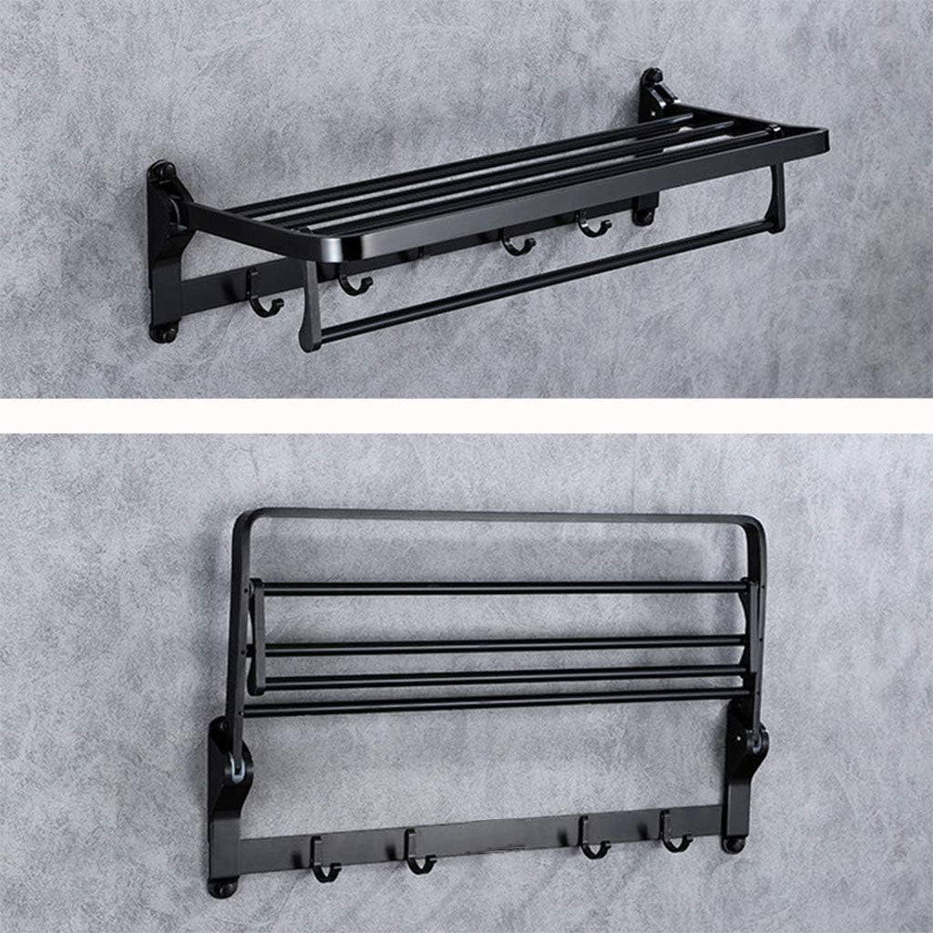 Porte-serviette mural pliable en aluminium Noir V2 – حامل مناشف عصري للحمام