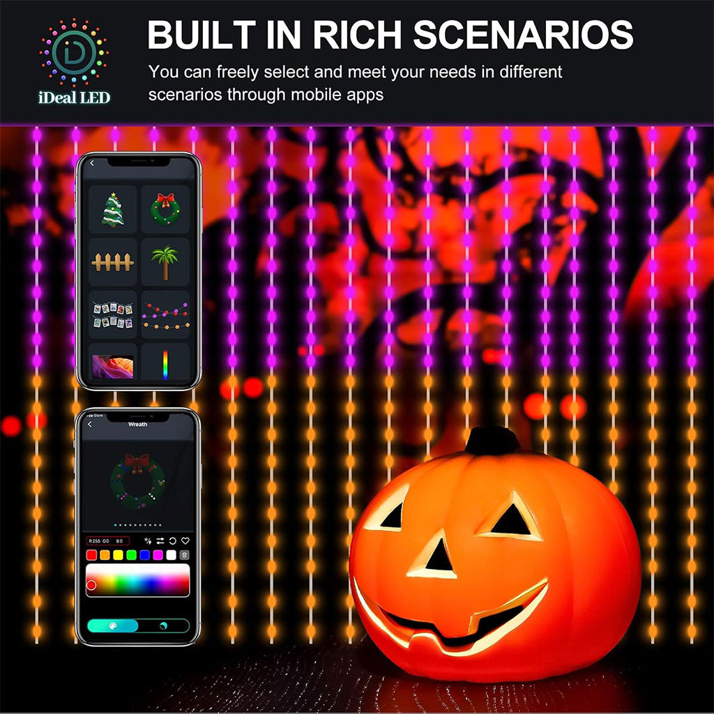 Rideau lumineux RBG avec télécommande et contrôle par application