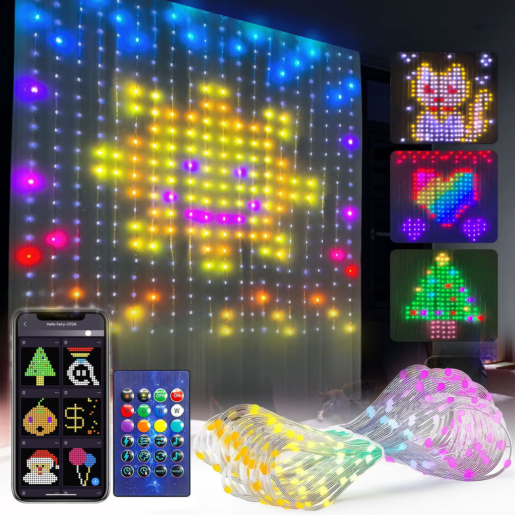Rideau lumineux RBG avec télécommande et contrôle par application