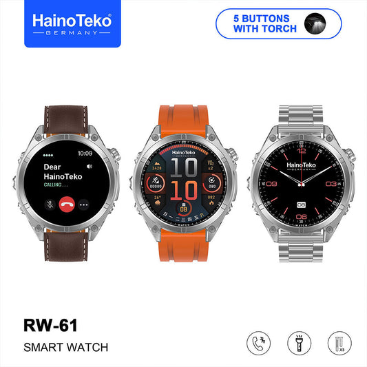 Smartwatch Haino Teko RW-61 avec écran AMOLED lampe de poche intégrée et 3 paires – ساعة ذكية أصلية - تنزوت