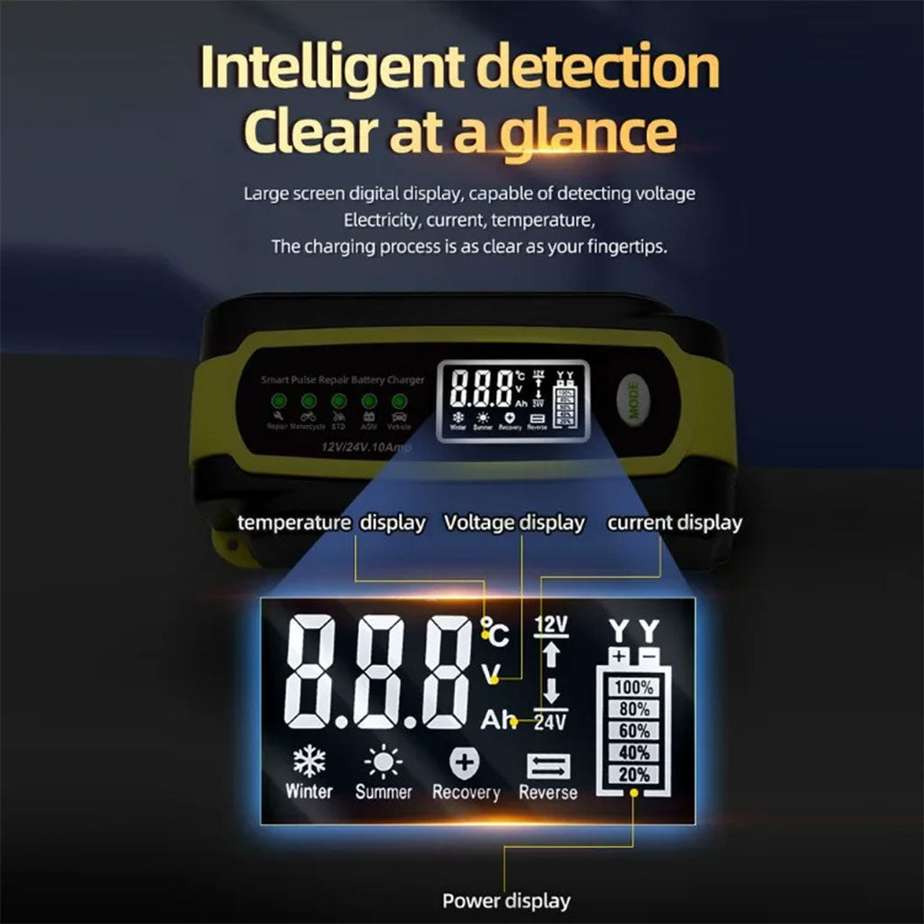 Chargeur de batterie voiture automatique intelligent 12-12v.10Amp – شاحن بطارية للسيارات