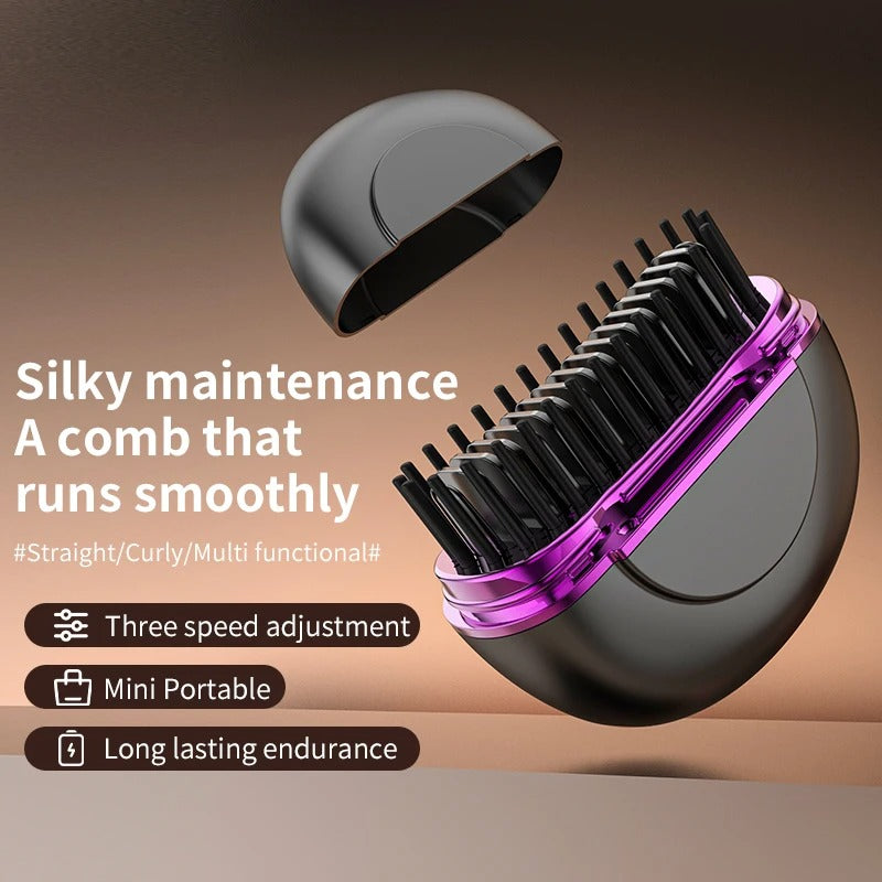 Mini Brosse à lisser électrique sans fil avec 3 réglages de chaleur – مشط حراري حجم صغير ومحمول
