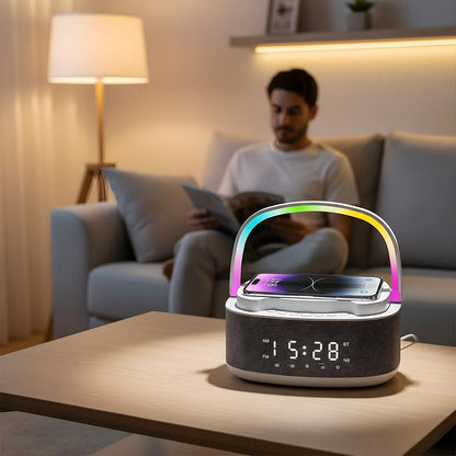 Haut Parleur Bluetooth Portable S301 à LED RGB chargement sans fil 15W – مكبر صوت بلوتوث وشاحن لاسلكي 2في1