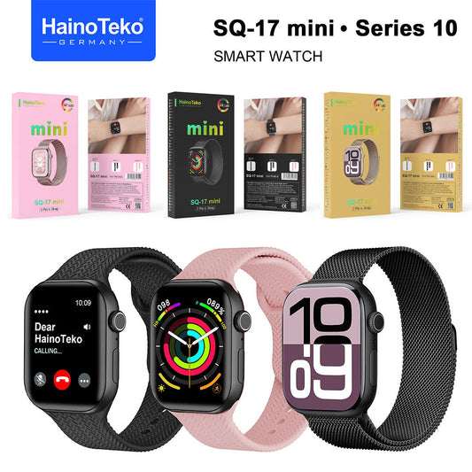 HainoTeko SQ-17 Mini Smart Watch Series 10 AMOLED avec 3 Bracelets – ساعة ذكية أصلية للنساء
