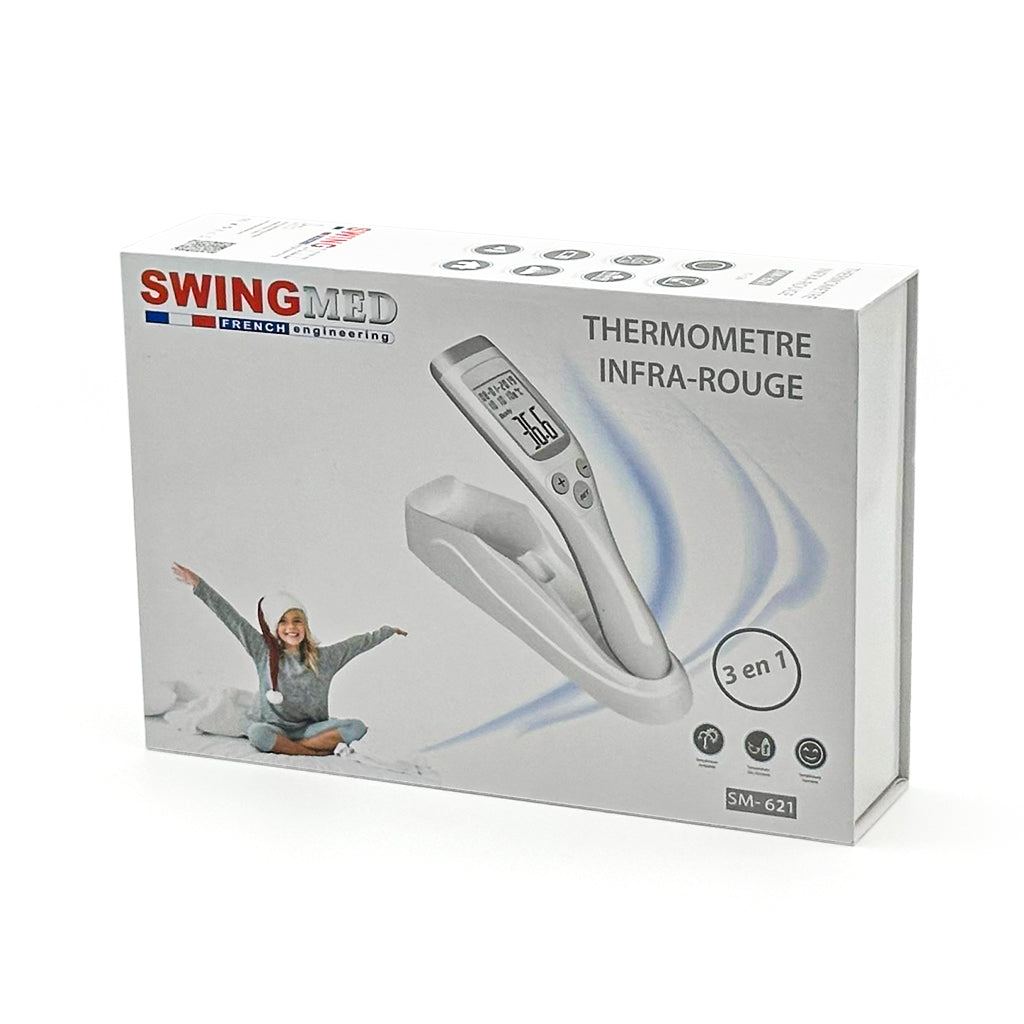SWINGMED Thermomètre Infrarouge Frontal avec Support 3en1 – مقياس حراري مع حامل