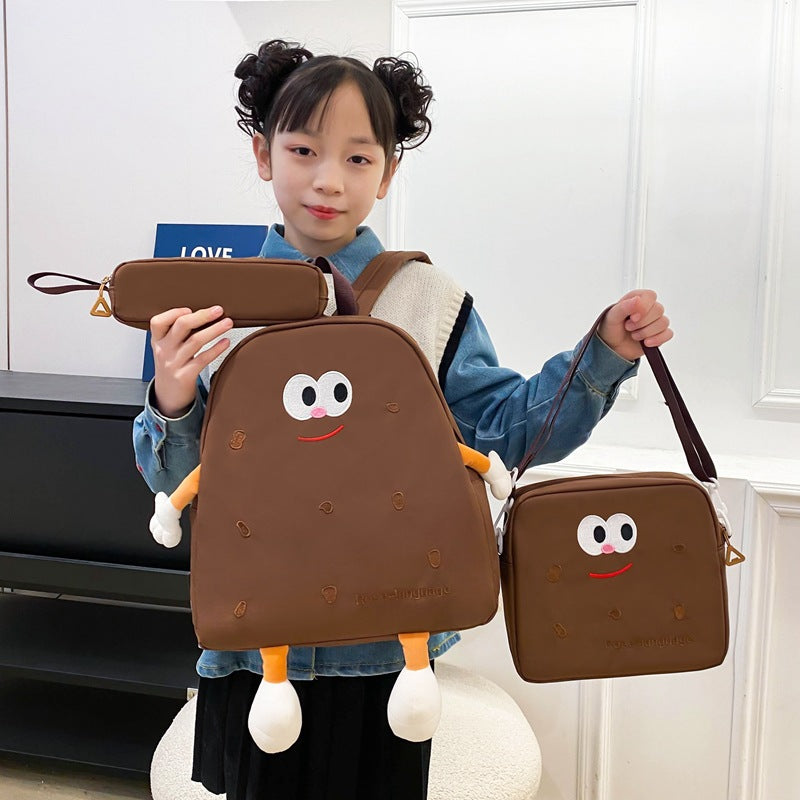 Ensemble de sacs d’école Kawai pour adolescents 3Pcs Language Jaune – محفظة 3 قطع كاواي أصفر