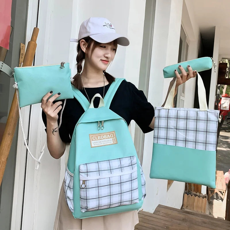 Ensemble de sacs d’école Kawai pour adolescents 4Pcs CLBD V4 Vert – محفظة 4 قطع كاواي أخضر