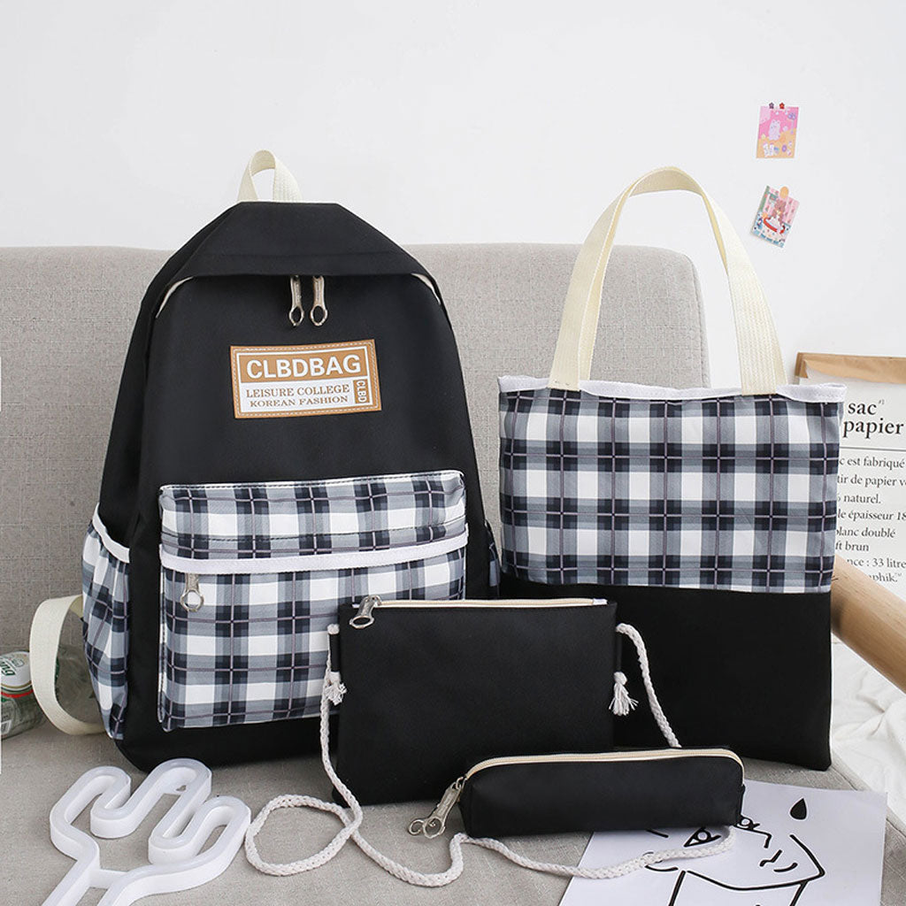 Ensemble de sacs d’école Kawai pour adolescents 4Pcs CLBD V4 Noir – محفظة 4 قطع كاواي أسود تنزوت