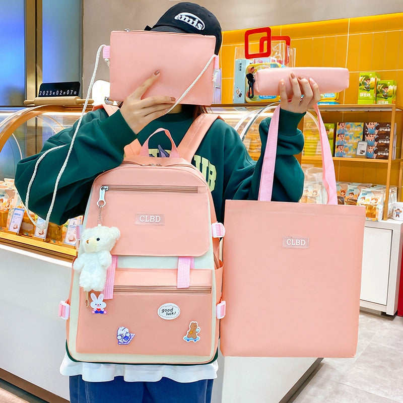 Ensemble de sacs d’école Kawai pour adolescents 4Pcs CLBD V1 Rose – محفظة 4 قطع كاواي وردي