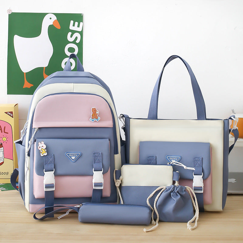Ensemble de sacs d’école Kawai pour adolescents 5Pcs Guiyu V1 Bleu – محفظة 5 قطع كاواي أزرق تنزوت