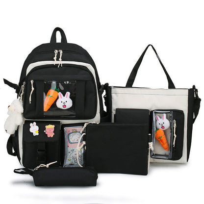 Ensemble de sacs d’école Kawai pour adolescents 4Pcs Avec Accessoires Noir – محفظة 4 قطع كاواي مع أكسسوارات أسود