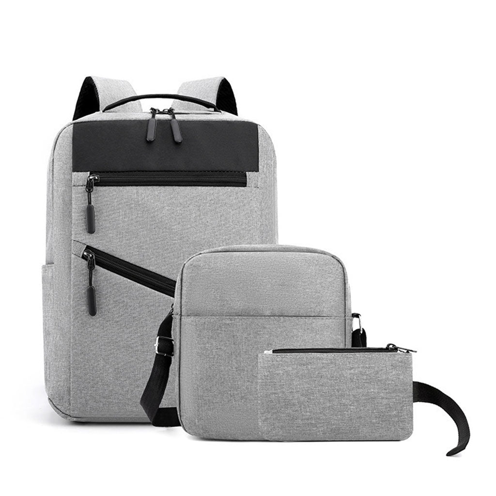 Sac à Dos de Grande Capacité pour Homme 3en1 Tendance pour Lycéens - Gris تنزوت