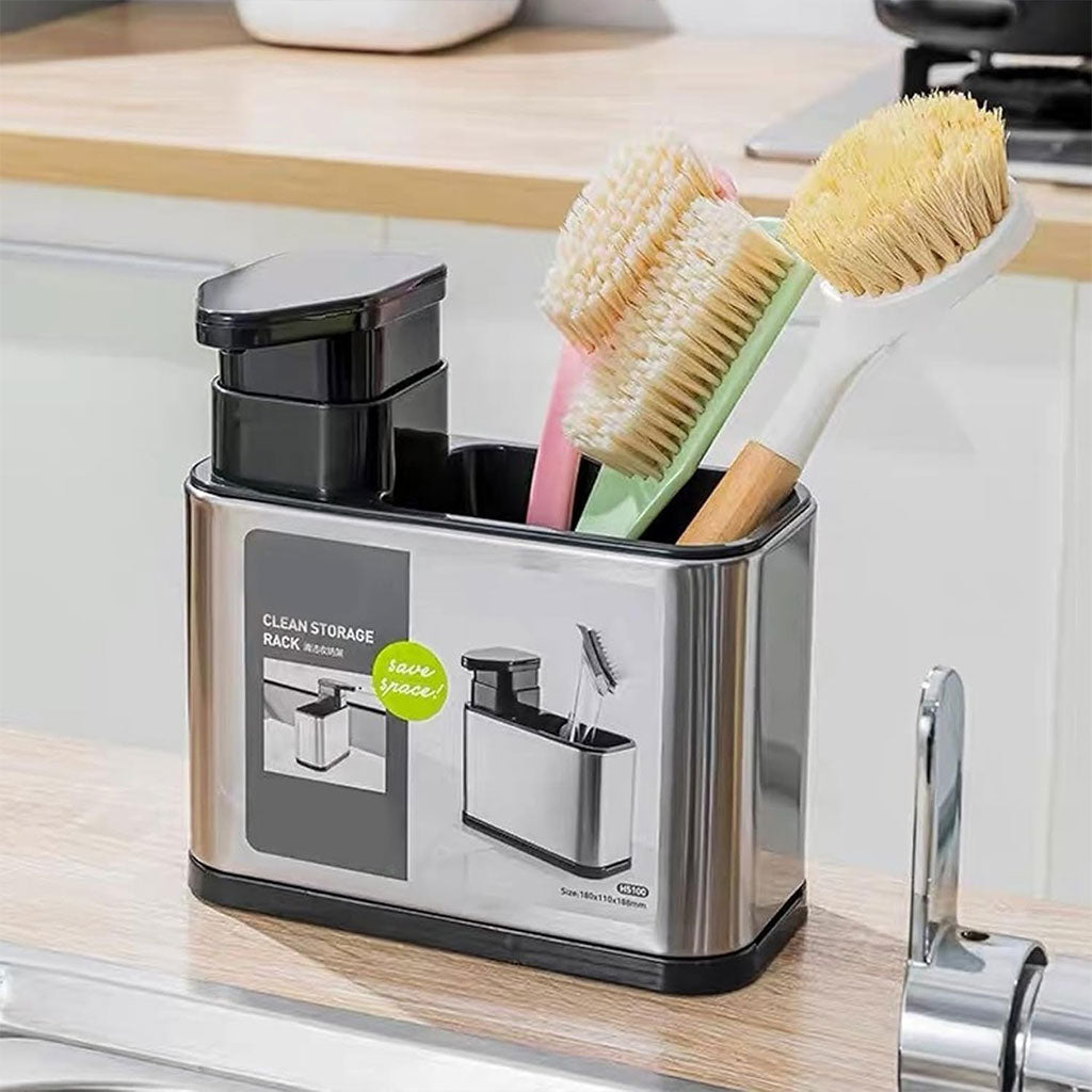 Distributeur de savon et organisateur d’accessoires pour cuisine – موزع صابون ومنظم أدوات المطبخ 2في1