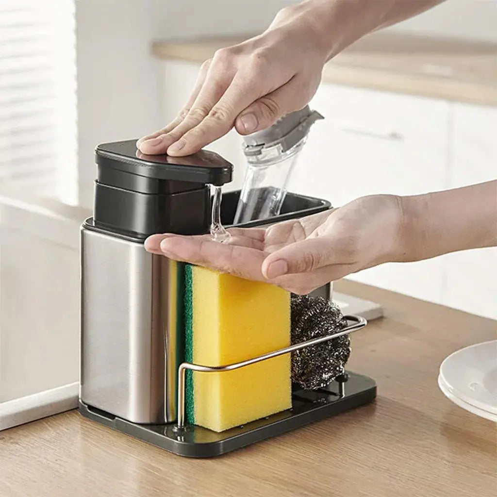Distributeur de savon et organisateur d’accessoires pour cuisine – موزع صابون ومنظم أدوات المطبخ 2في1