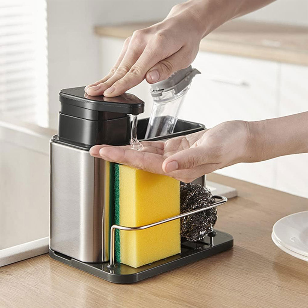 Distributeur de savon et organisateur d’accessoires pour cuisine – موزع صابون ومنظم أدوات المطبخ 2في1