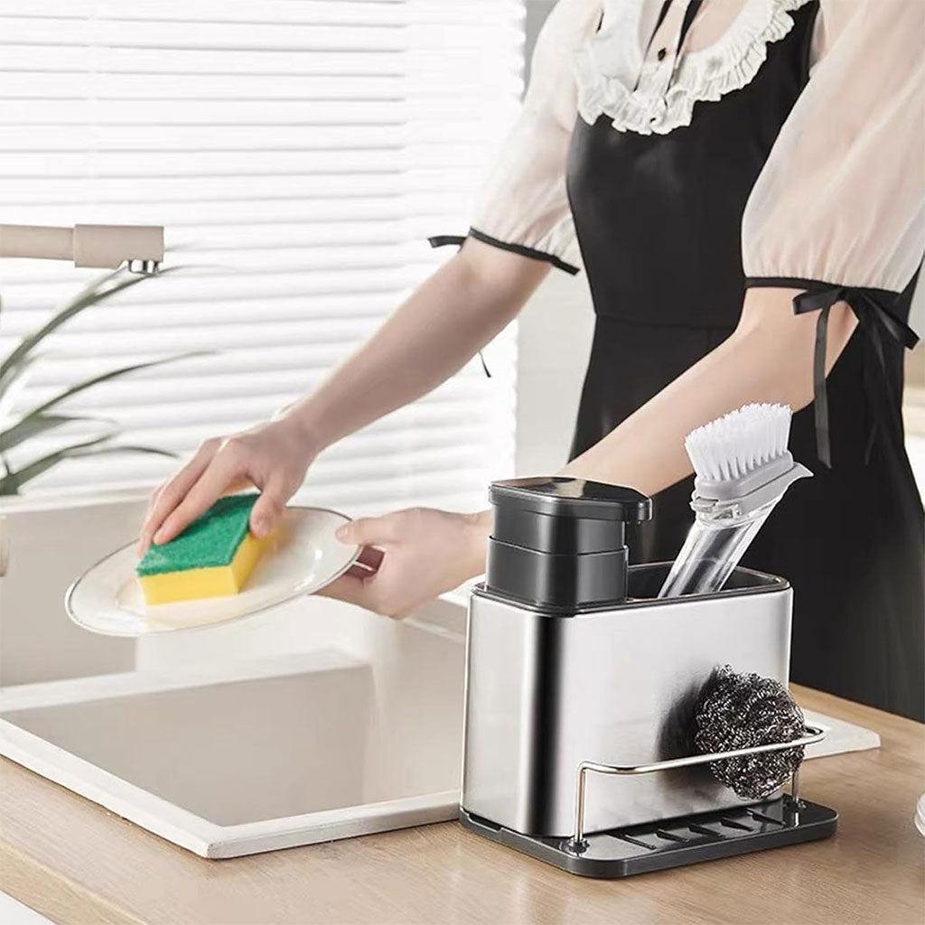 Distributeur de savon et organisateur d’accessoires pour cuisine – موزع صابون ومنظم أدوات المطبخ 2في1