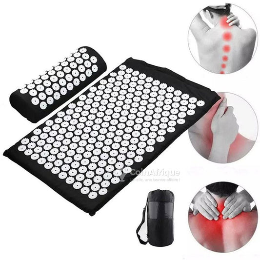 Coussin et Tapis Massage en Polymère d’acupression avec Sac de Rangement – بساط تدليك مع وسادة وحقيبة متنقلة تنزوت